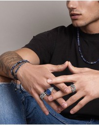 Nialaya Jewellery - Silver Signet Ring with Blue Lapis