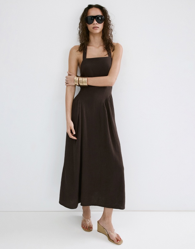M.N.G - Open-Back Crinkle Gauze Dress