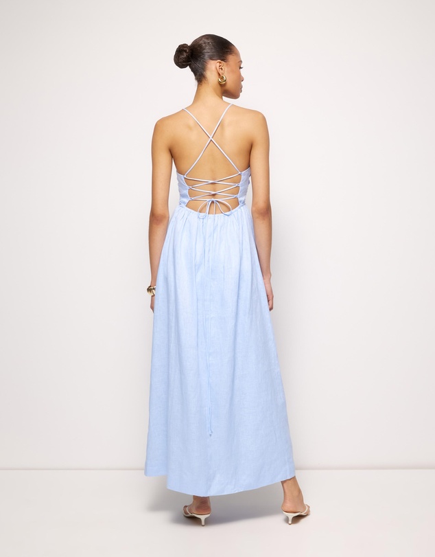 AERE - Irisa Linen Tie Back Midi Dress