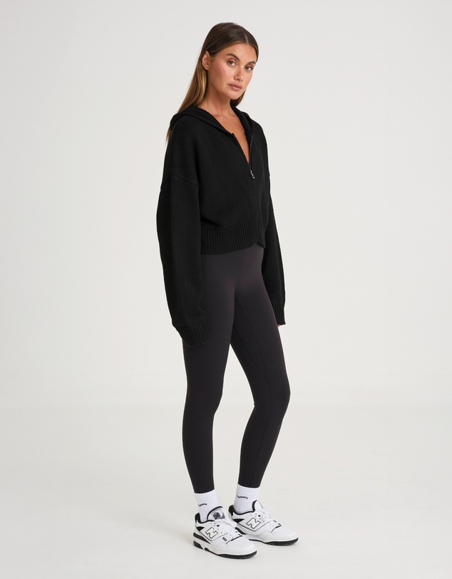All Fenix - Zip Up Crop Knit Hoodie