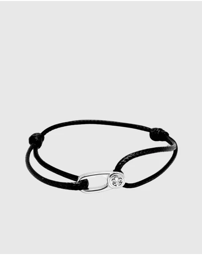 Nialaya Jewellery - Black String Bracelet with Silver Hook