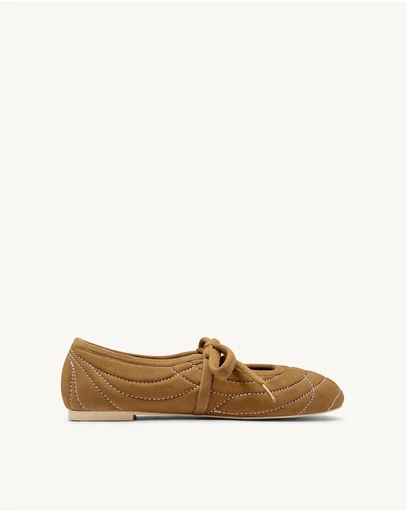 JW PEI - Erika Topstitching Lace-Up Ballet Flats