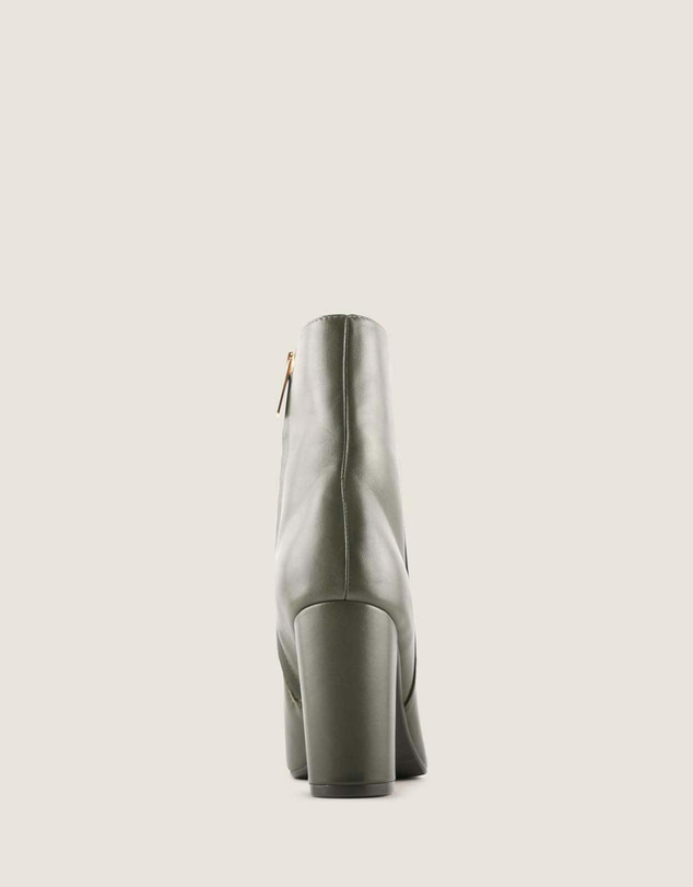 Shelly Shen - Stella Heel Ankle Boots Dark Olive Leather