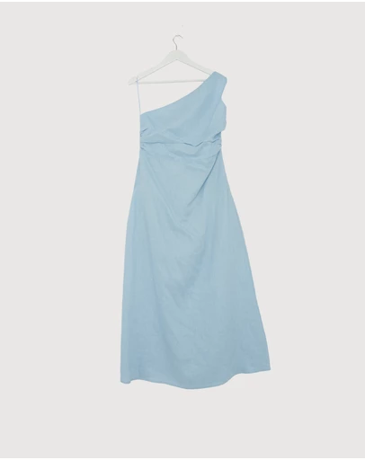 Revibe - Repaired AERE Lettie One Shoulder Maxi Dress - AU 14