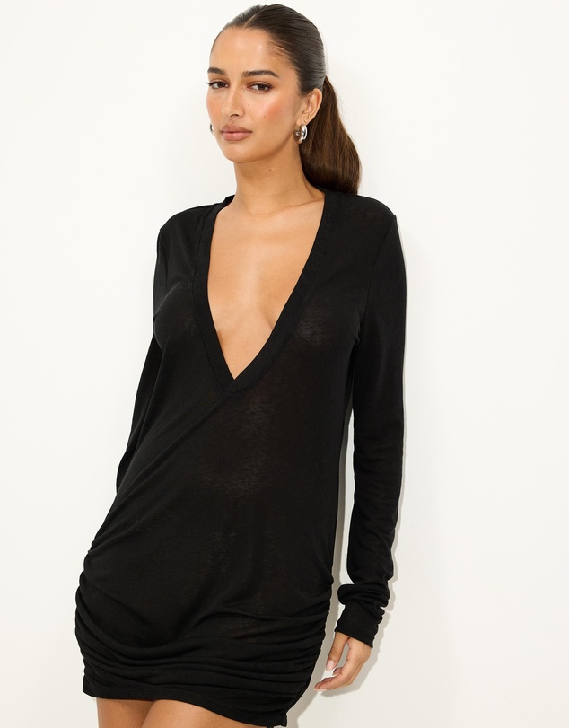 Dazie - Cabo Deep-V Sheer Mini Dress
