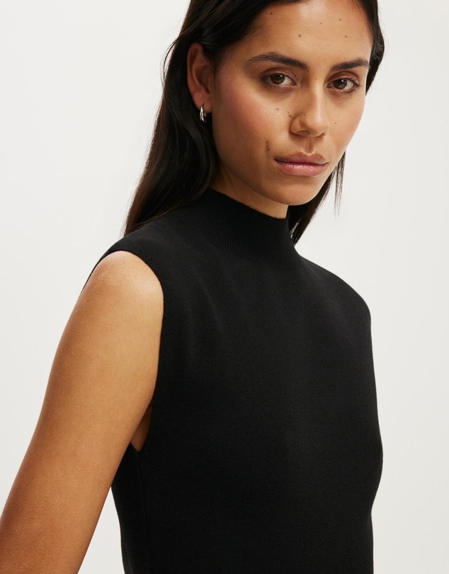 Cotton On - Mock Neck Sleeveless Fine Knit Top