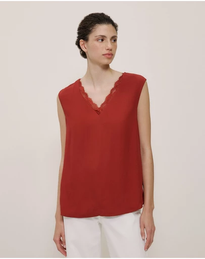 Trenery - Lace Detail Tank in Russet