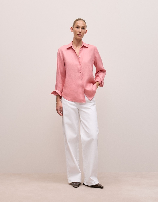 Trenery - Linen Classic Shirt in Dusty Rose