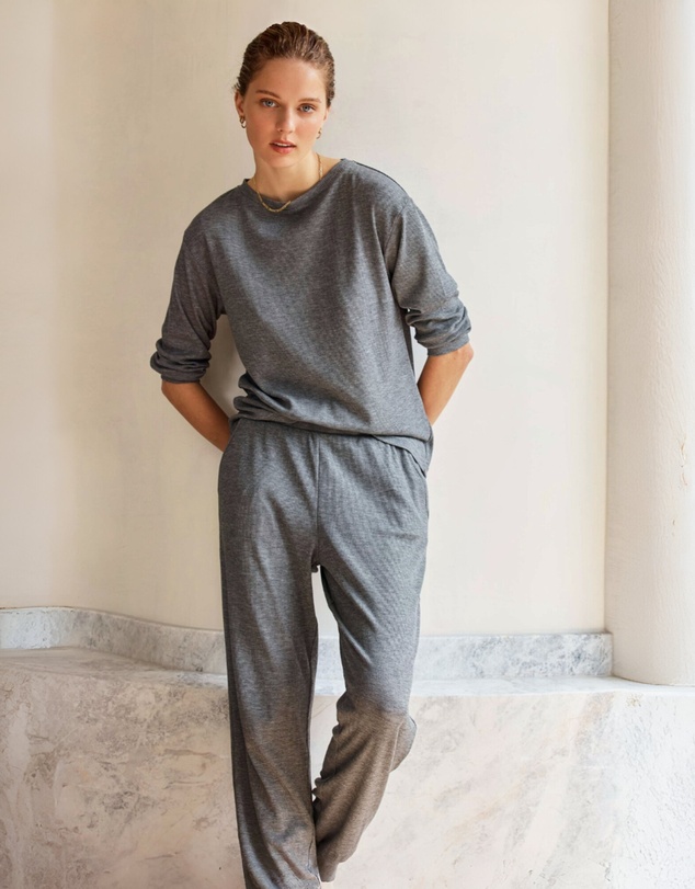 Gingerlilly - Lainey Grey Waffle Pyjama Set