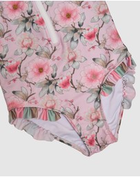 Olga Valentine - Long Sleeve Zip One Piece Swimsuit - Hand beaded