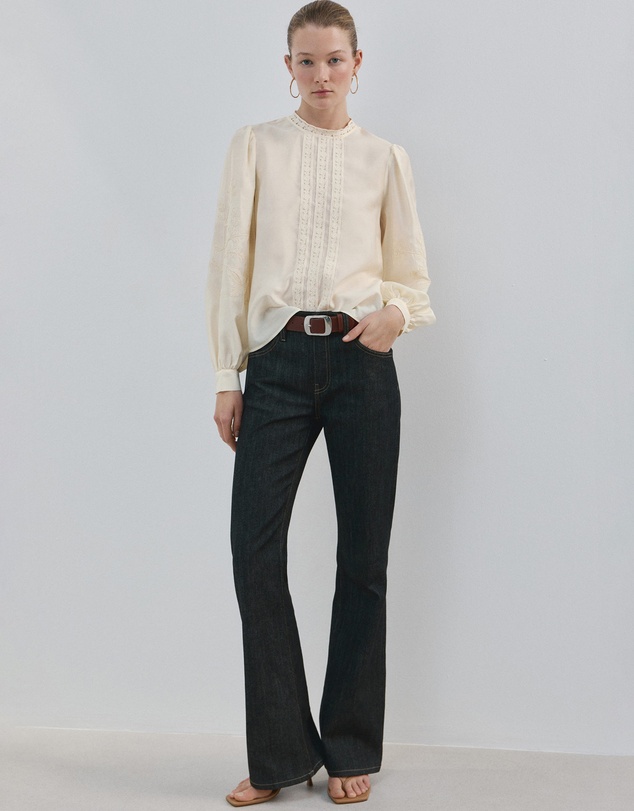 M.N.G - Cotton Blouse With Floral Embroidery