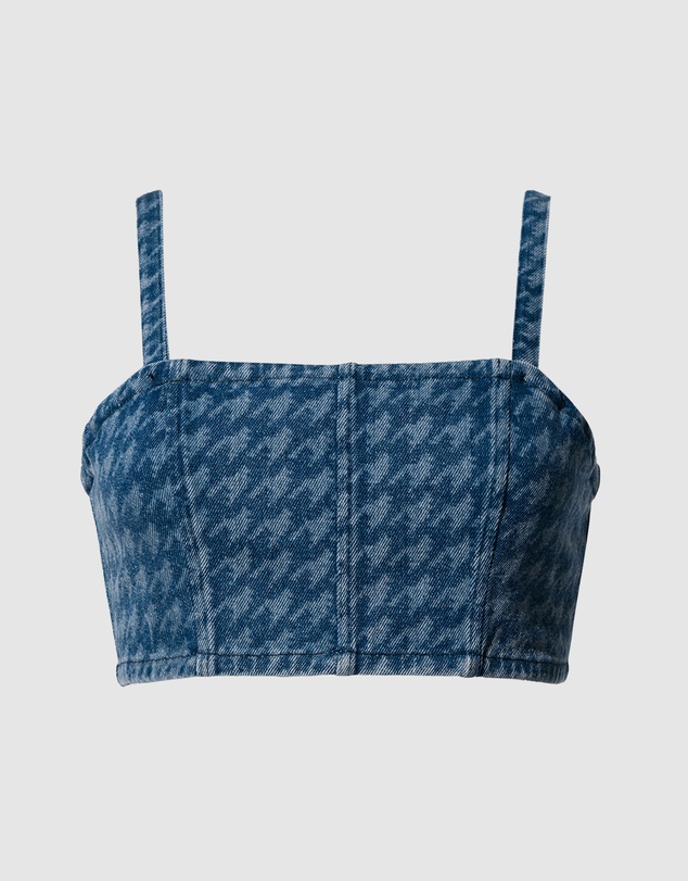 Perfect Moment - Denim Houndstooth Bralette