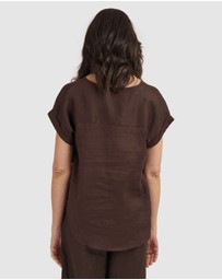 CAMIXA - Martina Linen V-Neck T-shirt