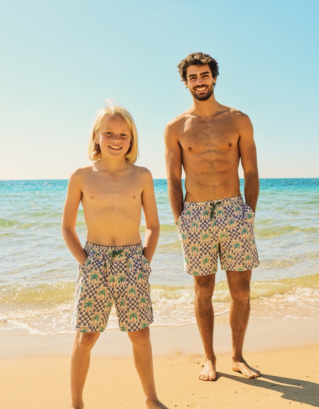 Skwosh - Palm Check Party Boys Everyday Shorts in White