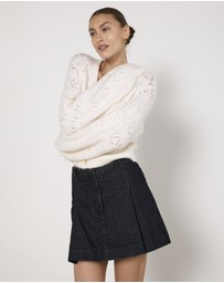 Cirkular - Pre-Loved - Oroton Denim Pleat Skirt