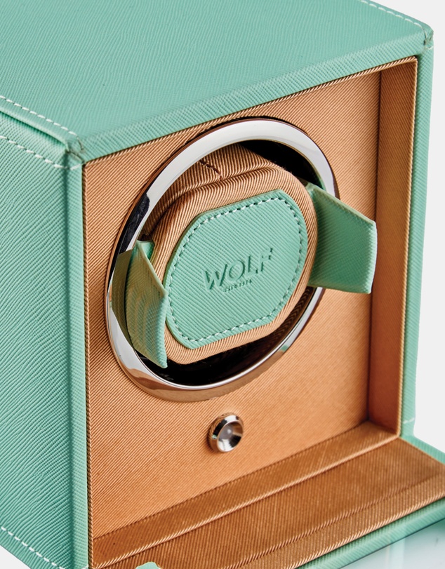 Wolf - WOLF Cub Seltzer Single Watch Winder with Cover Mint/Peach