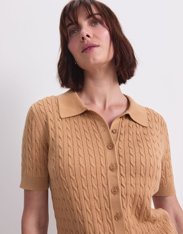 Sportscraft - Cotton Cable Short Sleeve Knit Top