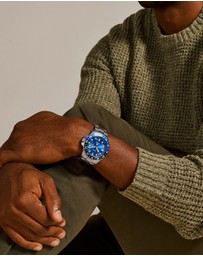 Fossil - Fossil Blue Silver Tone Analogue Watch