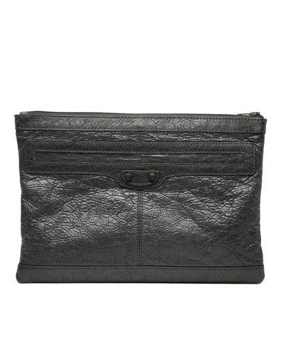 Balenciaga - Pre-Loved Lambskin Motocross Classic Clip M Clutch
