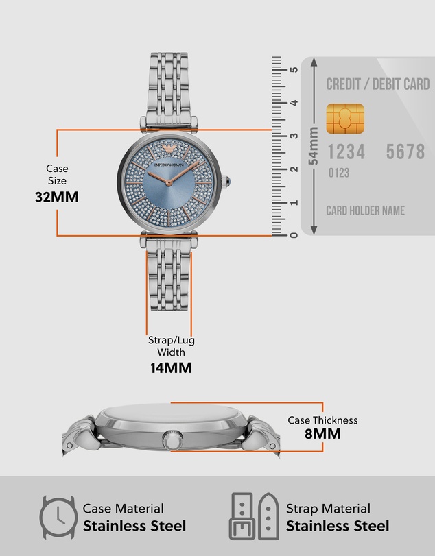 Emporio Armani - Silver Tone Analogue Watch