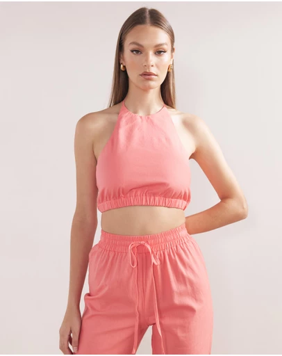 Dazie - Lovers Rock Linen Blend Halter Top
