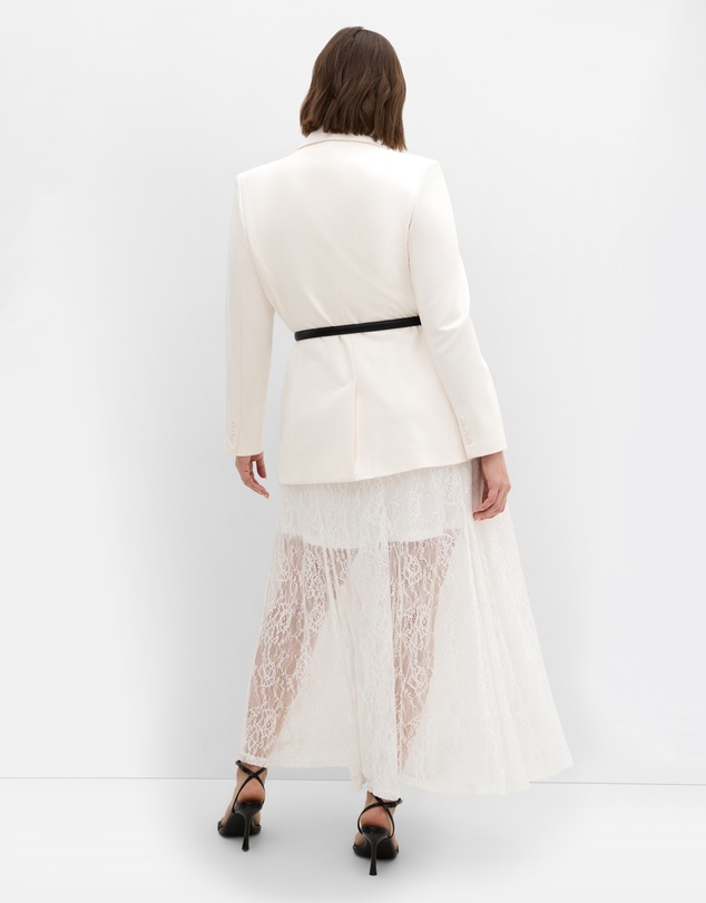 City Chic - Plus size Lacey Maxi Skirt - ivory