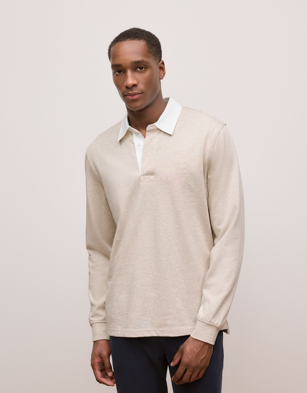 Trenery - Jersey Cotton Monogram Rugby in Oat Marle