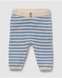 Wilson & Frenchy - Frosted Blue Organic Knitted Stripe Leggings - Babies