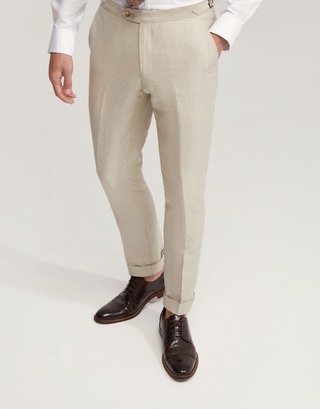 Oxford - Byron Wool Linen Cuffed Suit Trousers