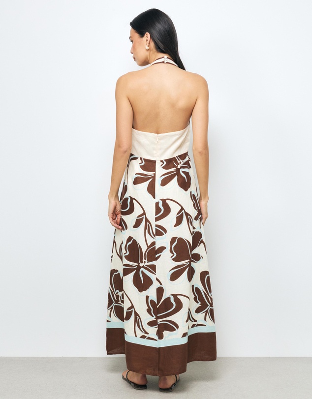 AERE - Nela Halter Linen Midi Dress