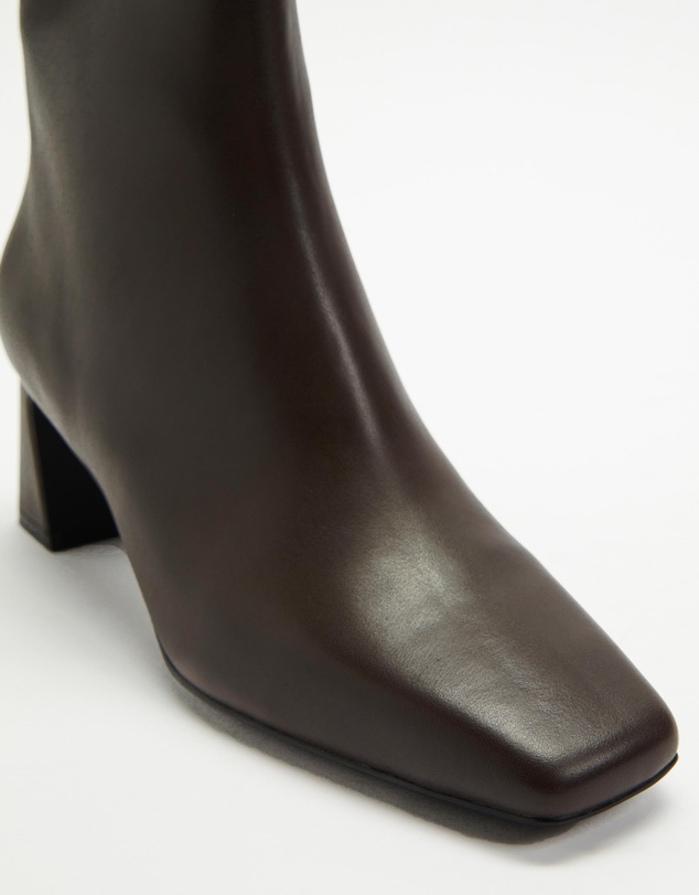 AERE - Square Toe Leather Ankle Boots