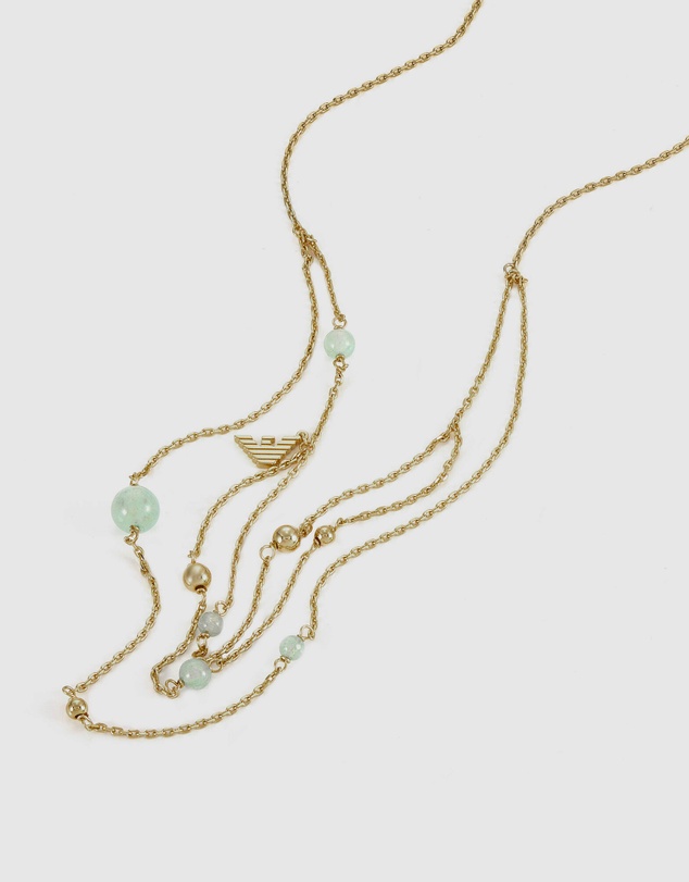 Emporio Armani - Gold-Tone Green Aventurine Multi-Chain Necklace