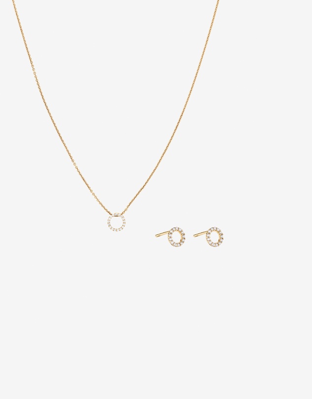 Michael Hill - Circle Necklace & Earring Set in 18kt Vermeil with Cubic Zirconia