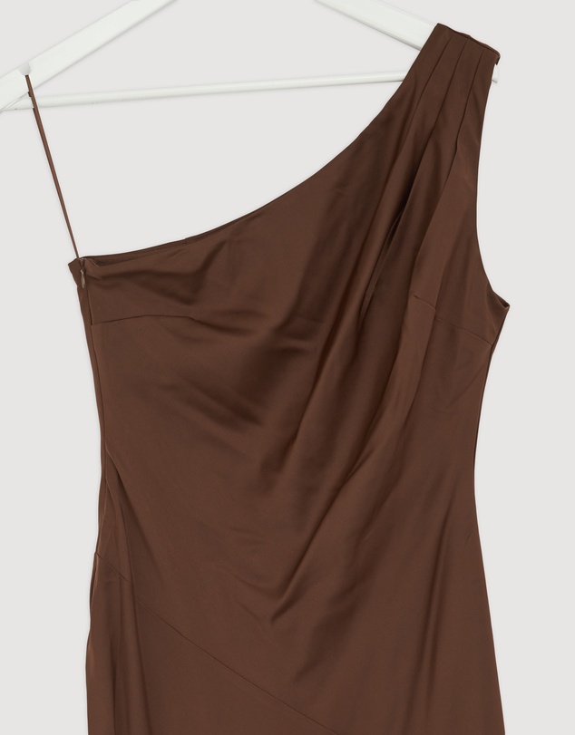 Revibe - Repaired CHANCERY Hallie Satin One Shoulder Drape Maxi Dress - AU 10