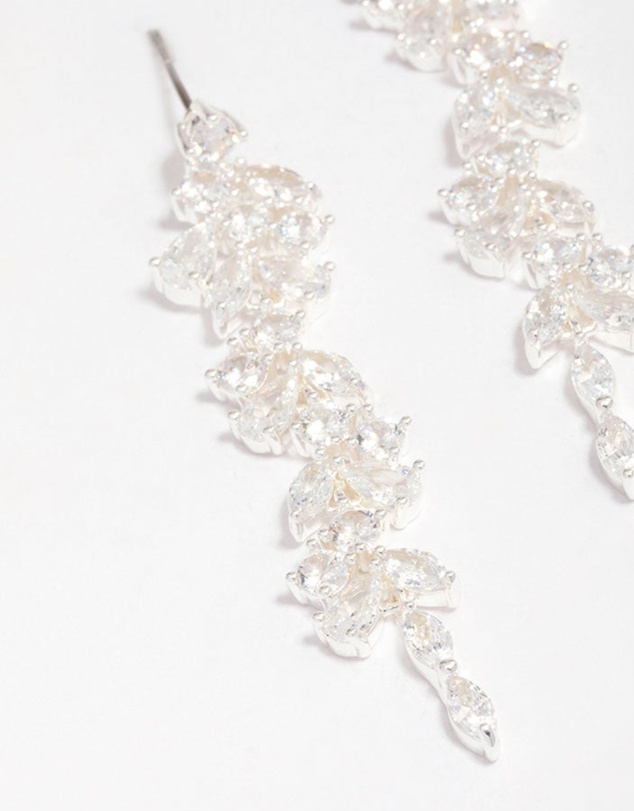 Lovisa - Silver Plated Cubic Zirconia Dainty Vine Drop Earrings