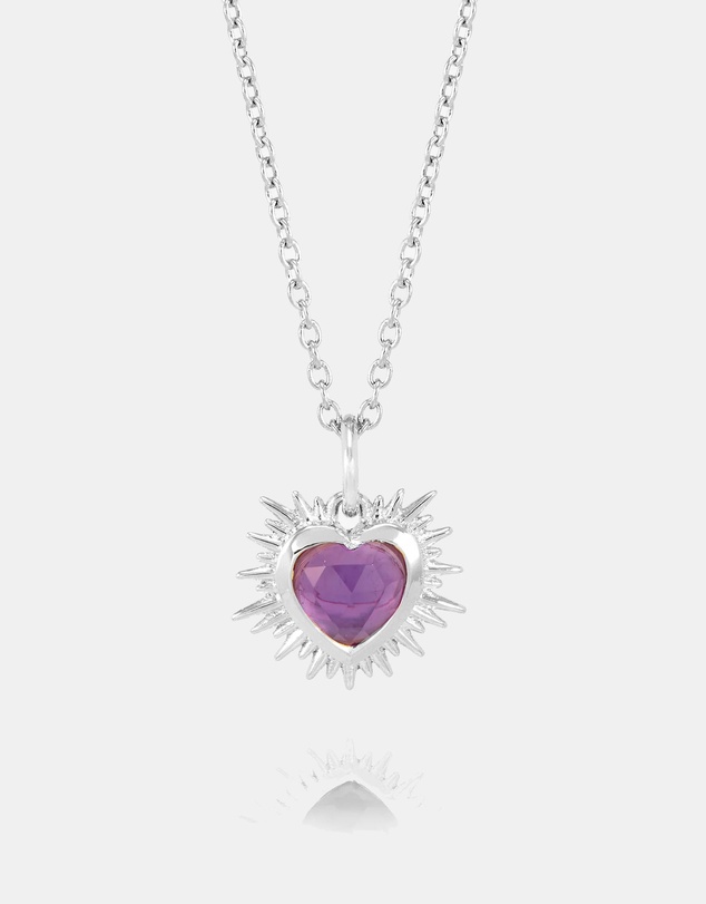 Rachel Jackson - Electric Love February Birthstone Heart Necklace Silver