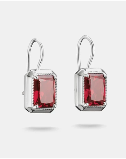 THOMAS SABO - THOMAS SABO Drop Earrings with Red Octagon Stones Silver