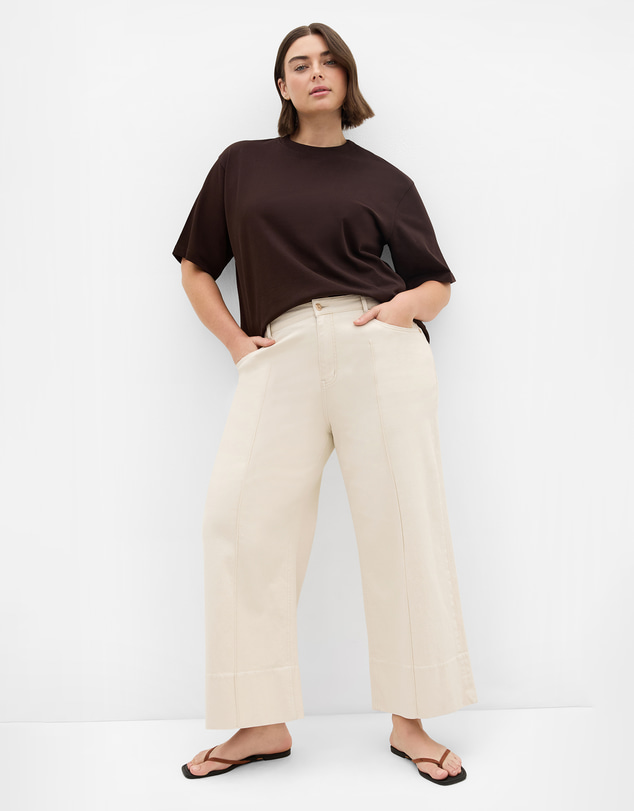 City Chic - Plus size Harley Fit Cara Wide Leg Crop Jean - natural