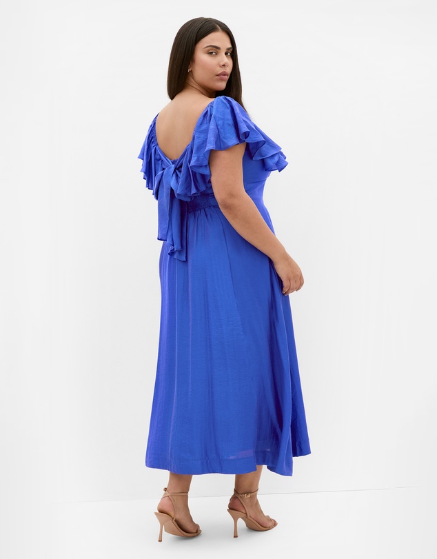 City Chic - Plus size Sherry Tie-Back Dress - cerulean