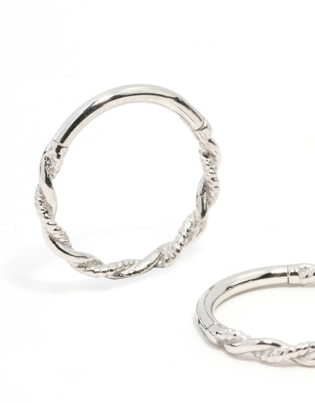 Lovisa - Surgical Steel Twisted Sleeper Hoop Earrings 10MM