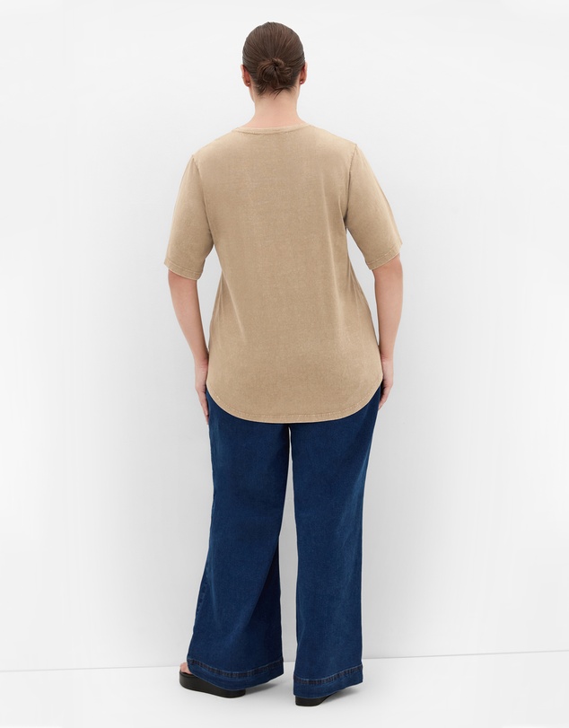 City Chic - Plus size Lola Cotton Tee - taupe wash