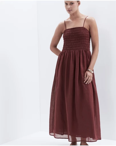 UNISON - Ramie Shirred Dress