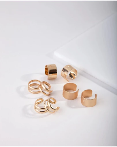 Lovisa - Gold Mixed Texture Ear Cuff 8-Pack