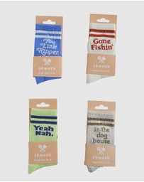 Skwosh - Dog House Kids Socks in Brown Stripe