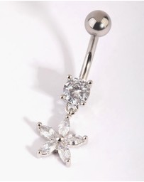 Lovisa - Surgical Steel Cubic Zirconia Flower Belly Bar