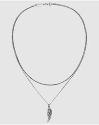 Kuzzoi - ICONIC EXCLUSIVE - Necklace Men Wing Pendant Layer Cord Chain in 925 Sterling Silver