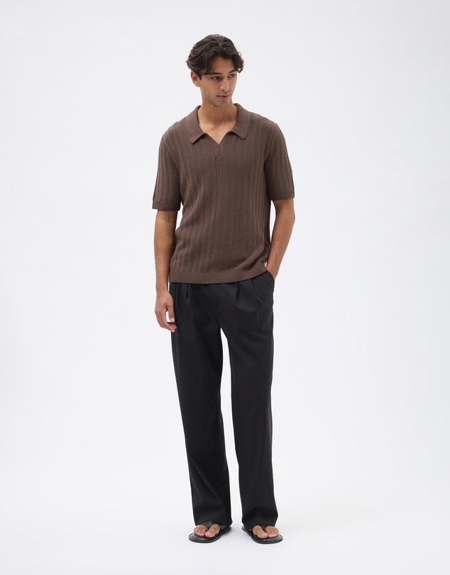 AERE - Fisherman Ribbed Knit Polo