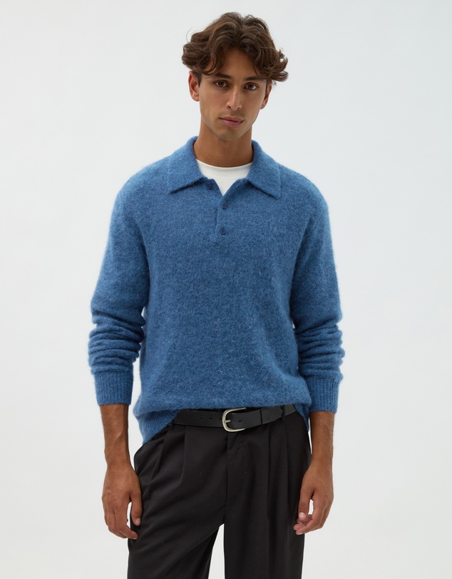 AERE - Brushed Alpaca Blend Knit Polo
