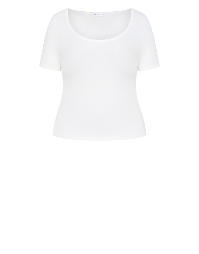 City Chic - Plus size Everyday Scoop Tee - ivory
