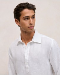 Trenery - Linen Half Placket Shirt in White
